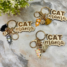 Load image into Gallery viewer, Keychain with Tassel - Wood - Cat Mama
