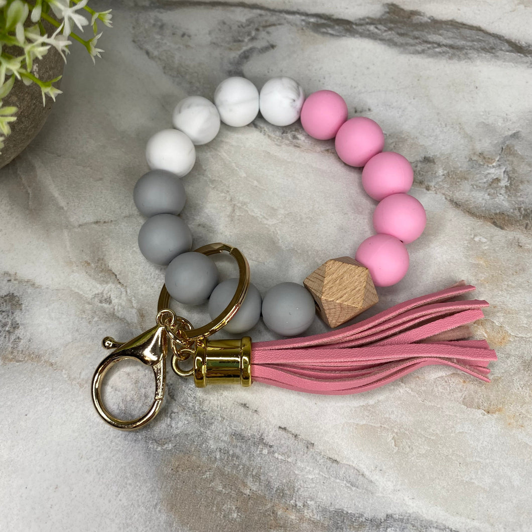 Silicone Bracelet Keychain - Pink