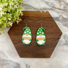 Load image into Gallery viewer, Wooden Dangle Earrings - Christmas - Gnome Sign
