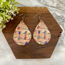 Load image into Gallery viewer, Wooden Dangle Earrings - Christmas - Lights
