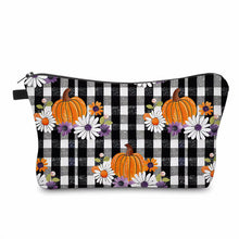 Load image into Gallery viewer, Pouch - Halloween Fall - Pumpkin Floral Plaid
