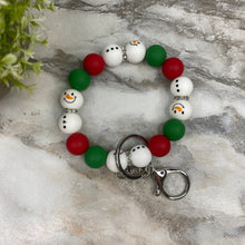 Load image into Gallery viewer, Silicone Bracelet Keychain - Christmas Winter - Red Green Snowman
