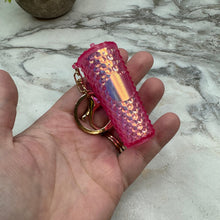 Load image into Gallery viewer, Keychain - Studded Tumbler - Pink Holographic
