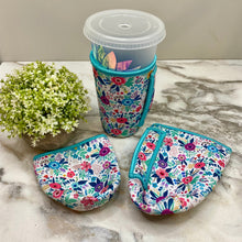 Load image into Gallery viewer, Neoprene Cup Holder Koozie Tumbler - Blue Floral
