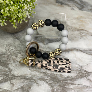 Silicone Bracelet Keychain - Animal + Black + Grey