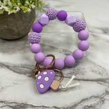 Load image into Gallery viewer, Silicone Bracelet Keychain - Purple Mushroom
