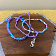 Load image into Gallery viewer, Bracelet Pack - Adjustable String &amp; Bead Seahorse Purple
