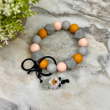 Load image into Gallery viewer, Silicone Bracelet Keychain - Halloween - Gnome Pumpkin Orange Grey
