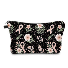 Load image into Gallery viewer, Pouch - Floral Ribbon Breast Cancer Awareness
