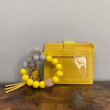 Load image into Gallery viewer, Silicone Bracelet Keychain with Scalloped Card Holder - Yellow Mustard
