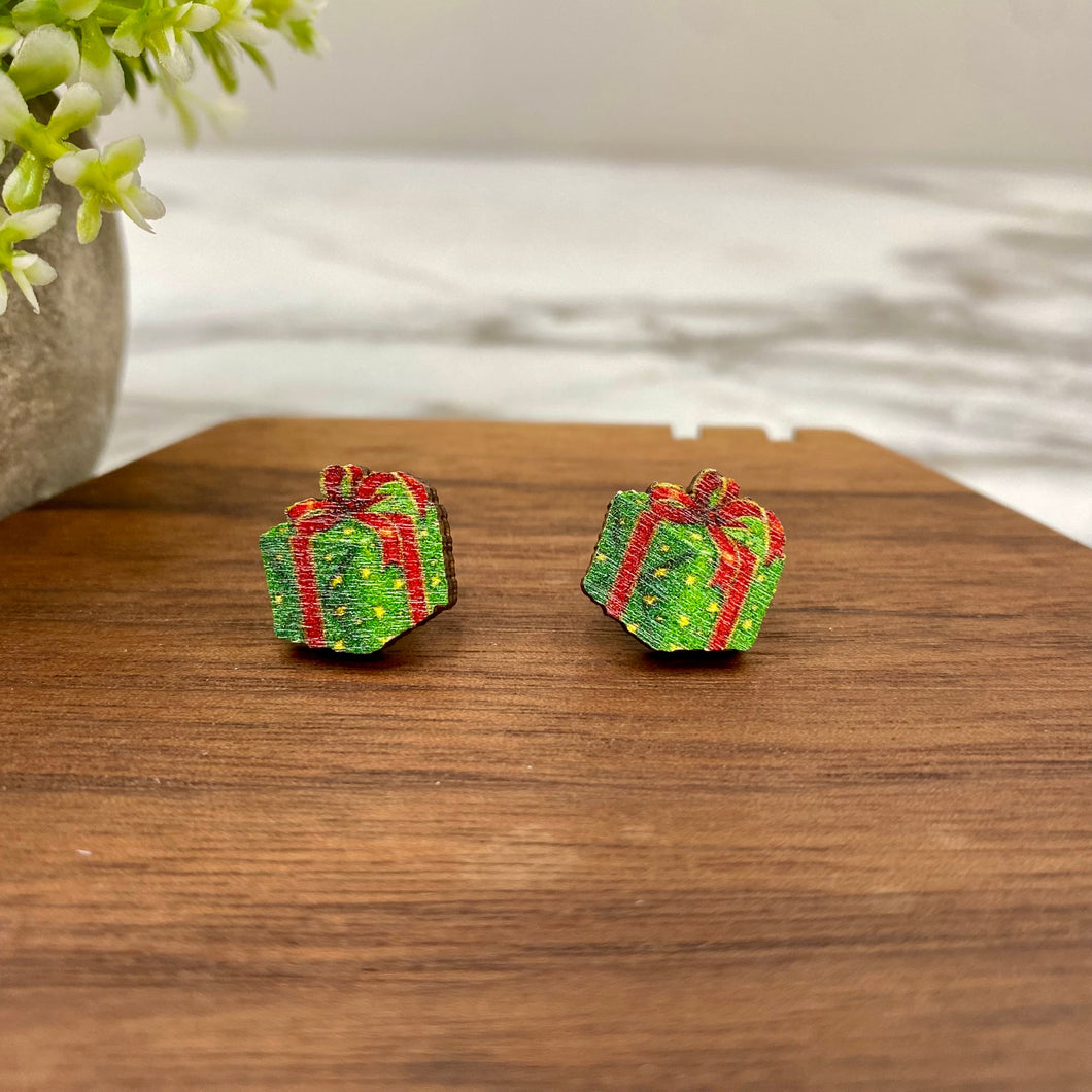 Wooden Stud Earrings - Christmas - Present #2