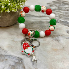 Load image into Gallery viewer, Silicone Bracelet Keychain - Christmas Winter - Green Red White Christmas Things Gnome
