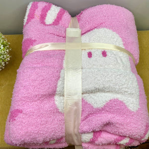 Blanket - Soft Dreams - Double Sided Halloween Ghost Pink Boo