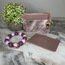 Load image into Gallery viewer, Denim Suede Bracelet Keychain &amp; Card Holder Wallet

