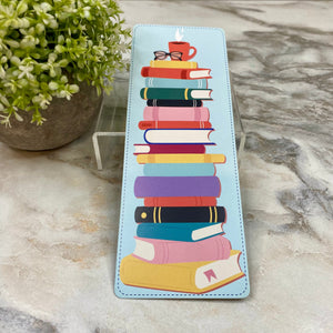 Bookmark - Blue Stacked Books