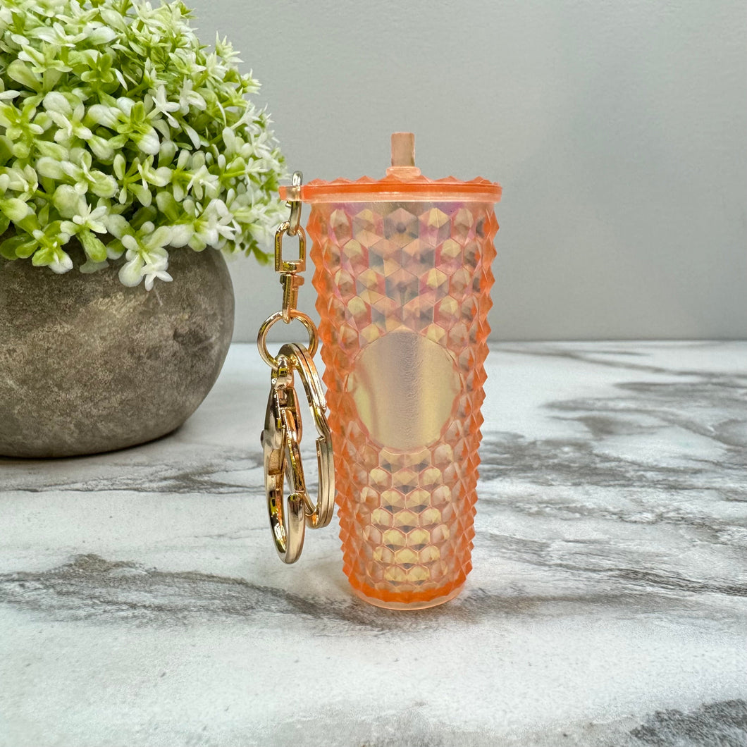 Keychain - Studded Tumbler - Creamsicle Holographic