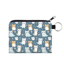 Load image into Gallery viewer, Mini Pouch - Cats in Field Blue

