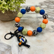 Load image into Gallery viewer, Silicone Bracelet Keychain - Halloween - Gnome Witch Green Orange Blue
