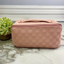 Load image into Gallery viewer, Oversized Lay Flat Cosmetic Bag - Checkered - Pink
