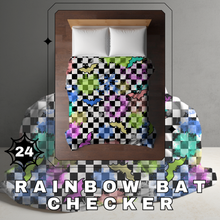 Load image into Gallery viewer, Blanket Halloween #24 - Rainbow Bat Checker - PREORDER ends 7/25
