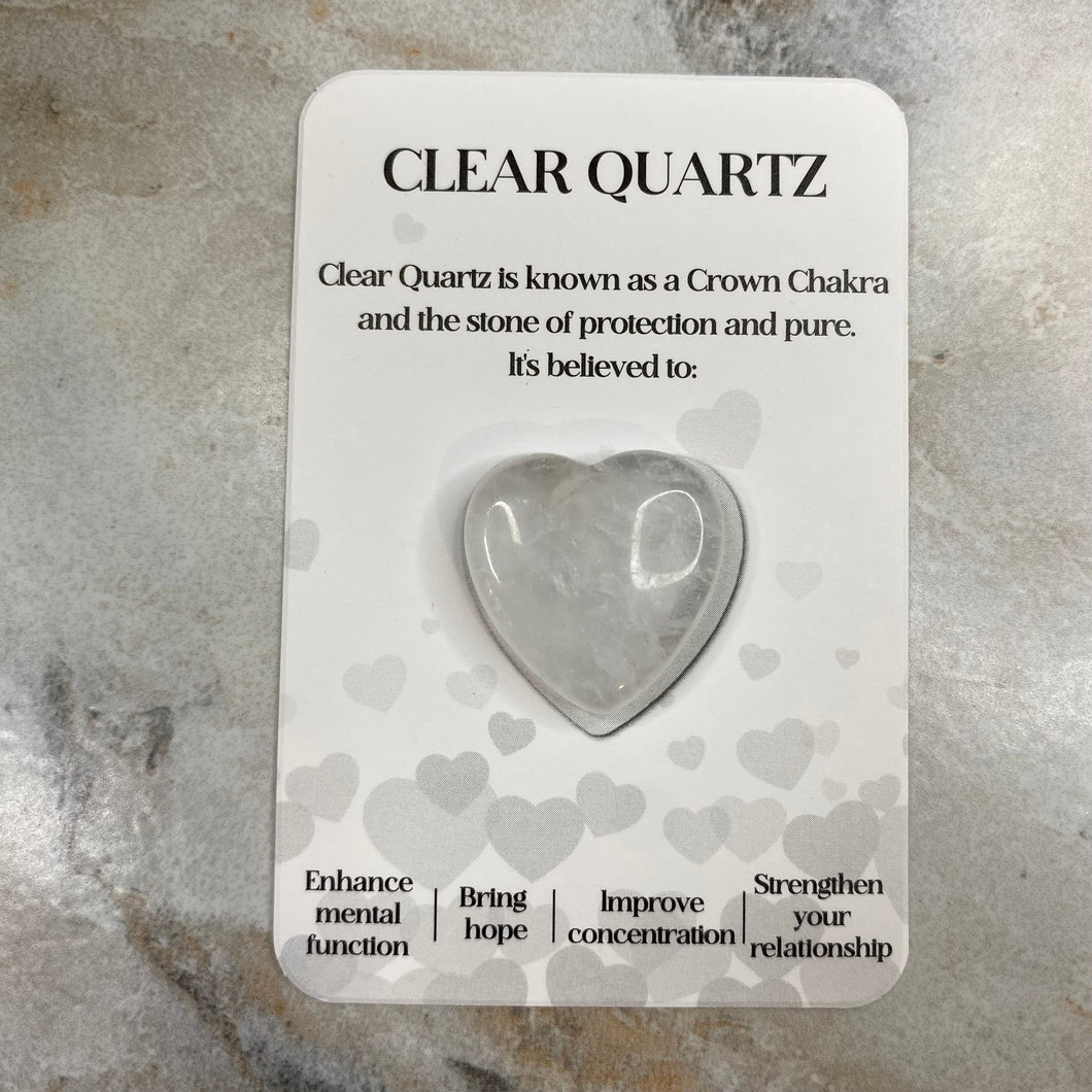 Heart Stone & Description Card - Clear Quartz