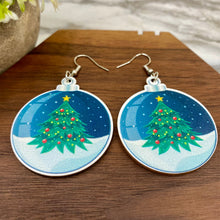 Load image into Gallery viewer, Wooden Dangle Earrings - Holiday Christmas - Tree Ornament
