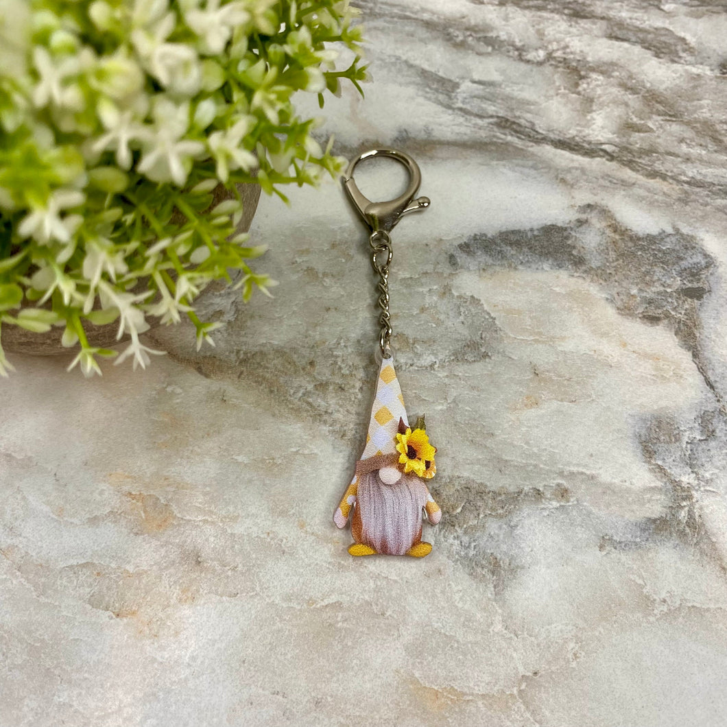 Keychains - Acrylic Gnome Sunflower