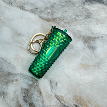 Load image into Gallery viewer, Keychain - Studded Tumbler - Green Holographic
