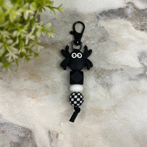 Keychain - Silicone Bead - Black Spider Halloween