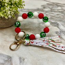 Load image into Gallery viewer, Silicone Bracelet Keychain - Christmas - Green Tree Bulbs
