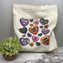 Load image into Gallery viewer, Tote Bag - Halloween - Conversation Hearts
