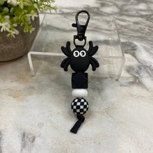 Load image into Gallery viewer, Keychain - Silicone Bead - Black Spider Halloween
