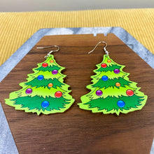 Load image into Gallery viewer, Wooden Dangle Earrings - Christmas - Ornaments Tree
