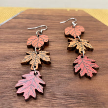 Load image into Gallery viewer, Wooden Dangle Earrings - Fall - Leaves
