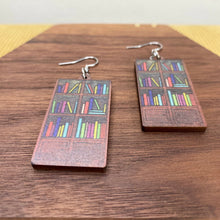 Load image into Gallery viewer, Wooden Dangle Earrings - Teacher - Book Case
