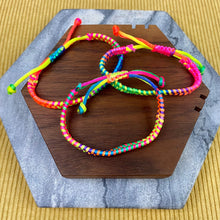 Load image into Gallery viewer, Bracelet - Adjustable String - Braided Mixed Rainbow
