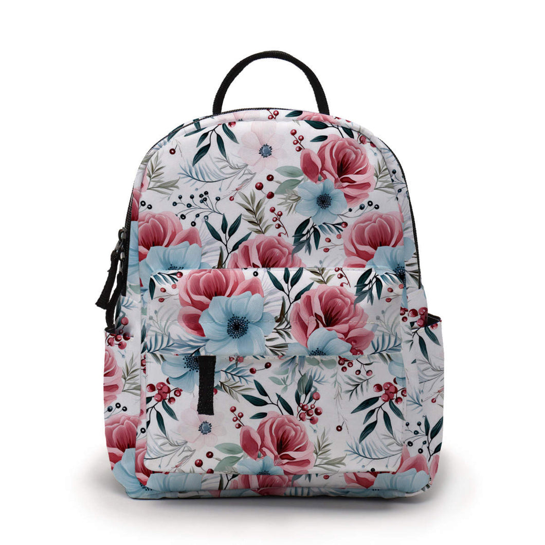 Mini Backpack - White Blue Red Floral