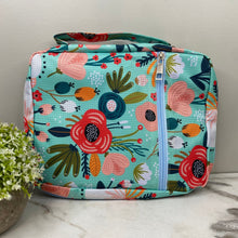 Load image into Gallery viewer, Travel Zip Pouch - Teal Floral
