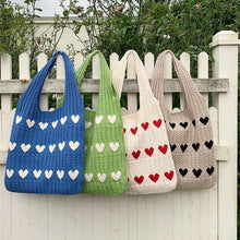 Load image into Gallery viewer, Heart Tote Bag - Knit Sweater
