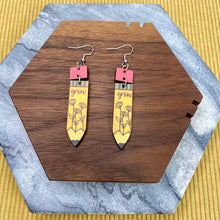 Load image into Gallery viewer, Wooden Dangle Earrings - Teacher - Pencil Grow
