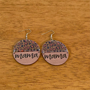 Wood & Acrylic Earrings - Half & Half - Mama Animal Print