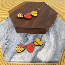 Load image into Gallery viewer, Wooden Cutout - Teacher Heart Dangle Earrings
