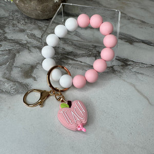 Silicone Bracelet Keychain - Teach, Light Pink