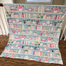 Load image into Gallery viewer, Blanket - Mint Floral Bookcase - PREORDER
