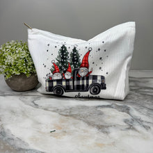 Load image into Gallery viewer, Corduroy Zip Pouch - Merry Christmas Gnome
