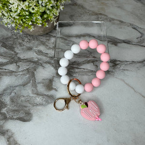 Silicone Bracelet Keychain - Teach, Light Pink