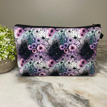 Load image into Gallery viewer, Pouch - Halloween Fall - Spider Web Floral Purple Pink Teal
