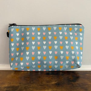 Pouch - Hearts, Teal Pink