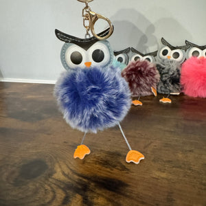Keychain - Fuzzy Owl Pom With Legs