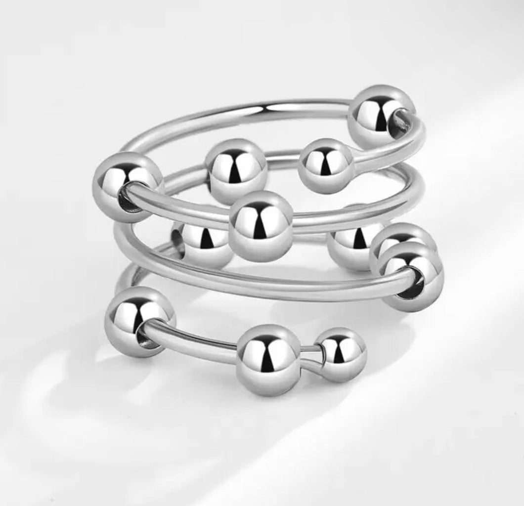 Ring - Adjustable Fidget Ring - Spiral Bead